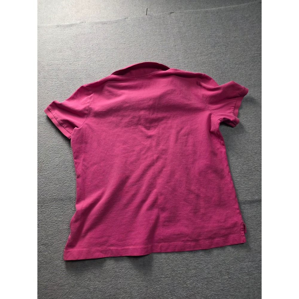 Lauren Ralph Lauren Pink Pique Polo Shirt Gold Crest Logo Womens XL Short Sleeve - Picture 2 of 5